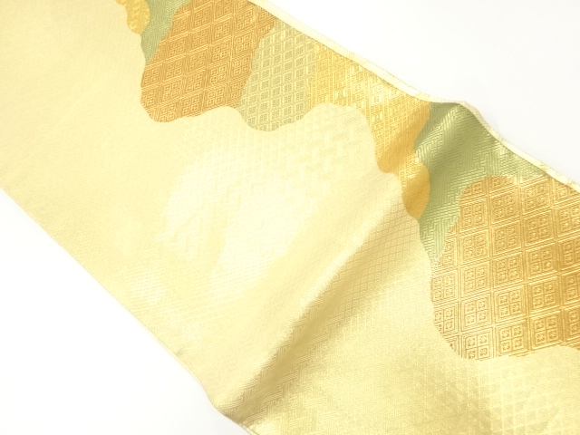 本場筑前博多佐賀錦霞に菱模様織出し袋帯